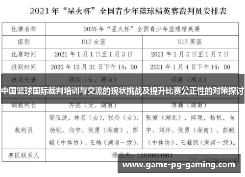 中国篮球国际裁判培训与交流的现状挑战及提升比赛公正性的对策探讨